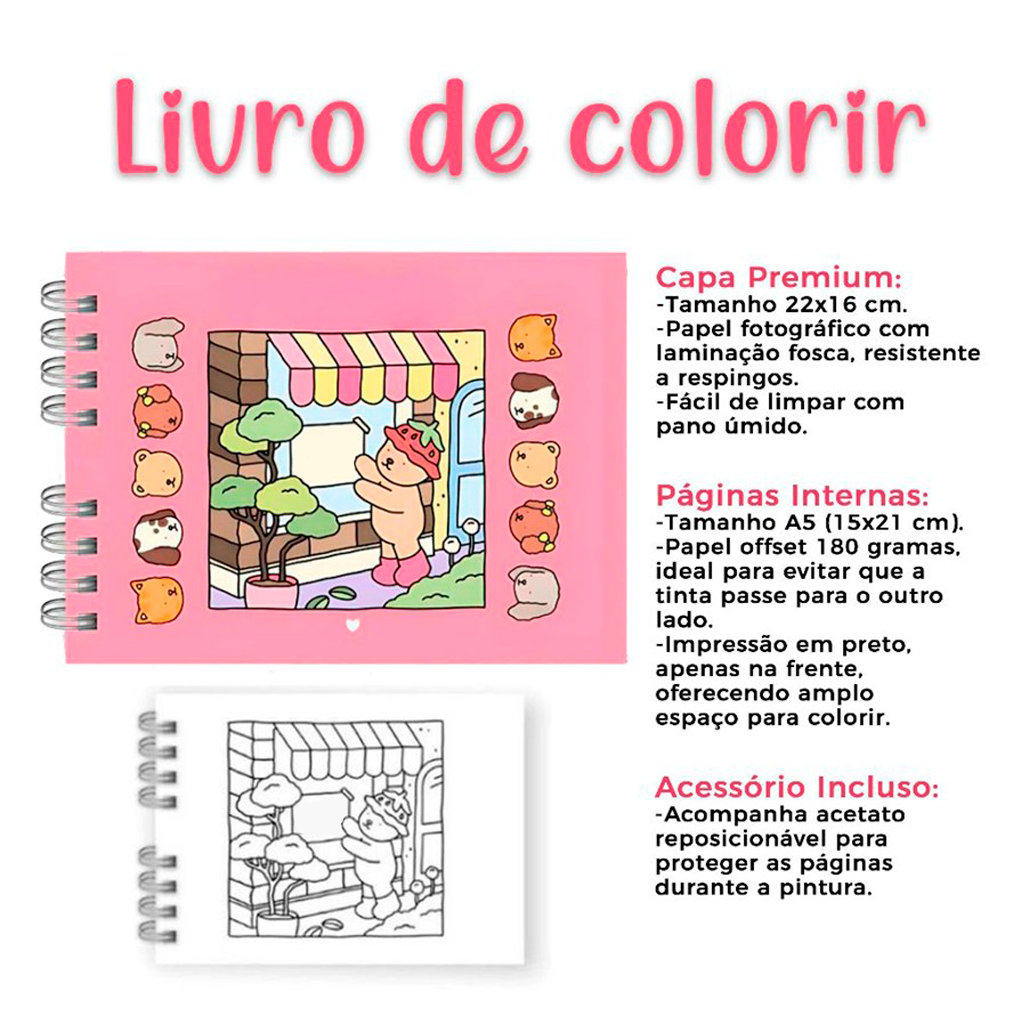 Caderno B.Goods 50 Páginas para Colorir + Kit 32 Canetas para Colorir (Edição Nova)